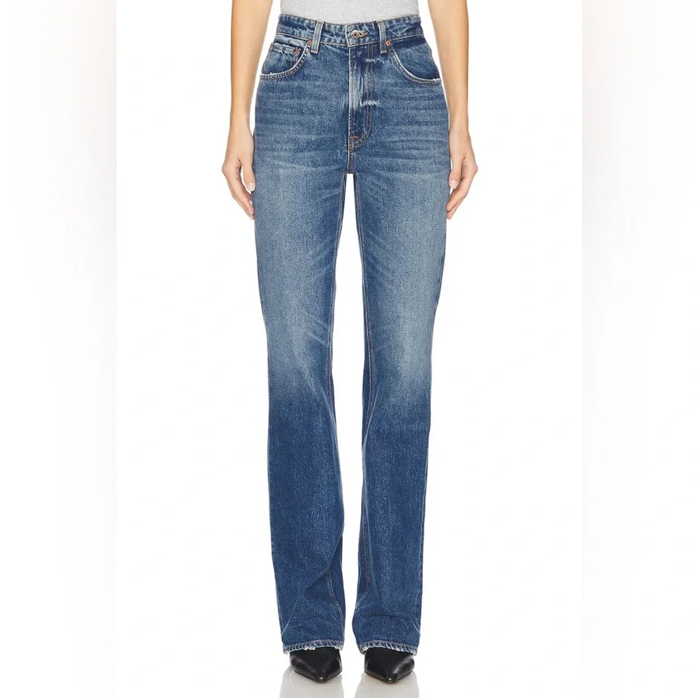 GRLFRND Blue Bootcut High-Rise Jeans